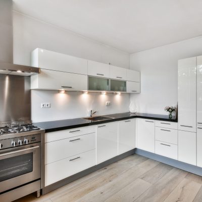 Modern kitchen interior in white colors